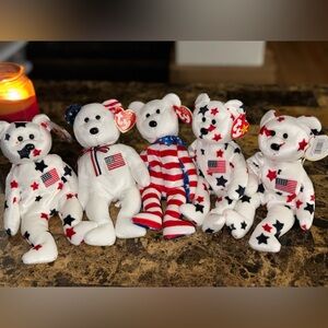 🇺🇸 Ty Beanie Baby Patriotic Bears Lot • Glory 1997 (3) Liberty 2001 America 2001